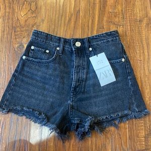 Zara high waisted black jean shorts brand new never worn before